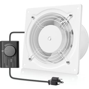 HG Power 6 Inch Exhaust Fan with Speed Controller, 308CFM Wall Exhaust Fanfor Kitchen, Bathroom, Metal Extractor Fan for Pet Room, Smoking Room, Attic, Garage, Window Ventilation (White)