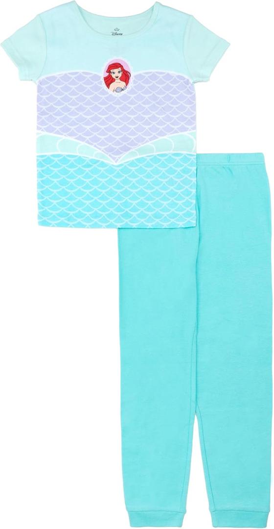 Disney girls 2-piece Snug-fit Cotton Holiday Pajama Set, Soft & Cute for Kids (10, Ariel)
