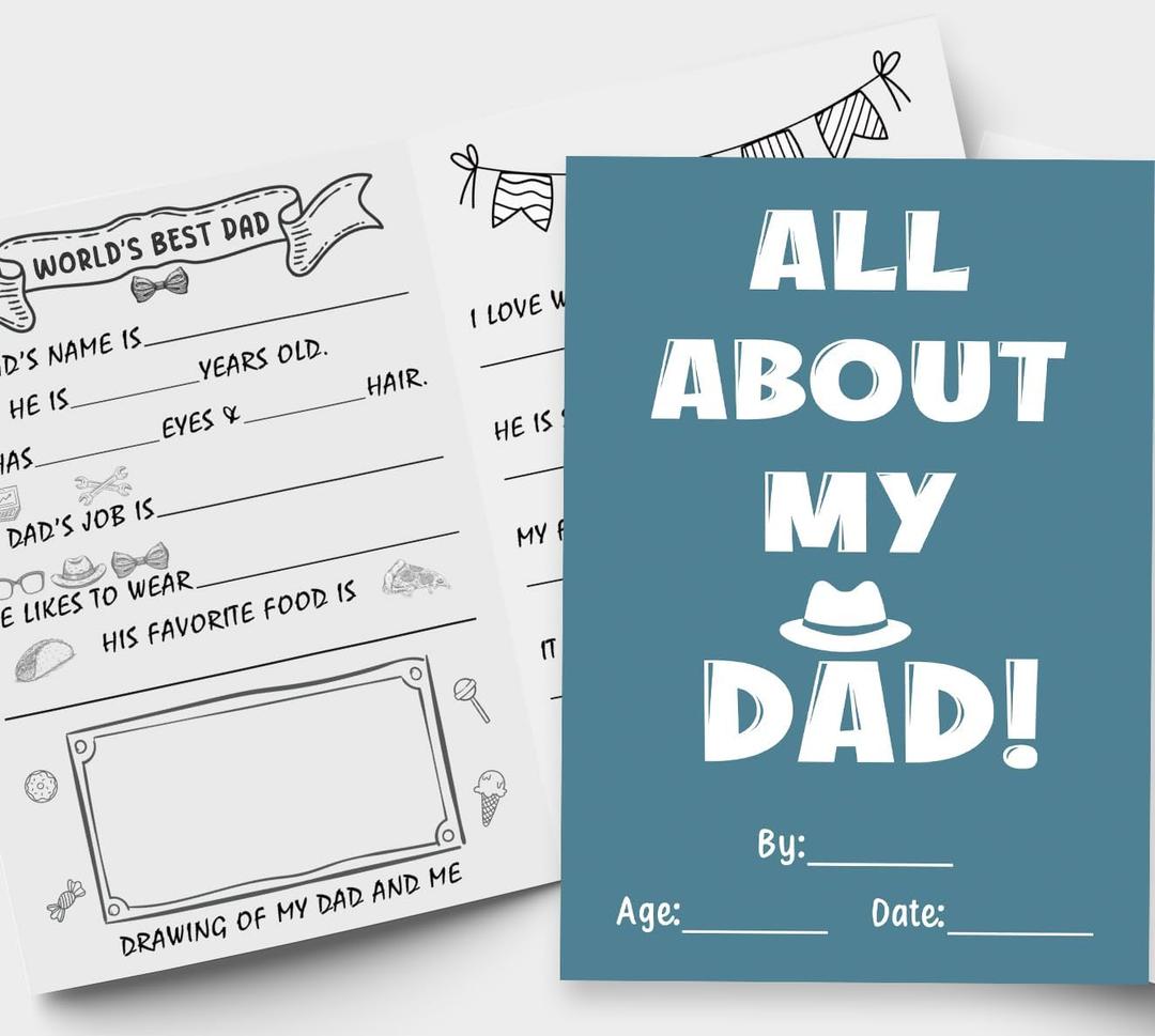 2 x Happy Fathers Day Card Gifts Decorations for Dad from Kid, Funny Father's Day Cards Gift (All About My Dad)