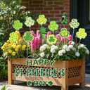 12 Pcs St. Patrick's Day Planter Stakes Shamrock Green Gnomes Decorative Garden Stakes Table Centerpieces Decorations for St. Patrick's Day Irish Party Supplies