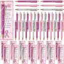 36 Set Breast Cancer Awareness Gifts Glitter Pens Bulk Pink Ribbon Breast Cancer Accessories with No One Fights Alone Cheer Up Cards for Women Survivor Patients Public Charity Events