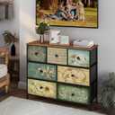 Tohomeor Dresser with Drawers for Bedroom Chest of Drawers Fabric Dresser for Closet,Nursery Entryway Hall Tree TV Stand for Living Room Retro Floral Pattern Drawers Wooden Top (7 Drawers), 11.8"D x 39"W x 31.3"H