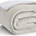 Bedsure GentleSoft Sherpa Fleece Throw Blanket Twin Size for Couch - Thick and Warm Throw for Women and Men, Soft Fuzzy Plush Twin Blanket for Winter, Linen, 60x80 Inches