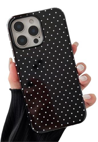 Longlayss Compatible with iPhone 16 Pro Max Case Cute Aesthetic Polka Dot Phone Case for Women Girl Shockproof Slim TPU and Hard PC Protective Cover (Black)