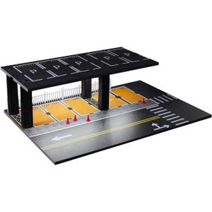 1/64 Scale Metal Model Car Display Cabinet Storage Rack - with LED Light Strip Parking Lot Scene Model, Ideal for Toy Car Display and Storage (Street)