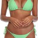 SHERRYLO Thong Bikini Swimsuit for Women Black Brazilian String Bikinis Bathing Suit Triangle Top Bathing Suits Swimsuits (Medium, Green)