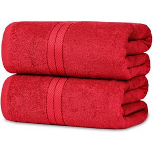 Casa Lino Bath Sheets Set Extra Large - 100% Cotton Extra Large Bath Towels - Highly Absorbent & Quick Dry Oversized Towels for Adults - 60" x 30" - Pack of 2 - (Red)
