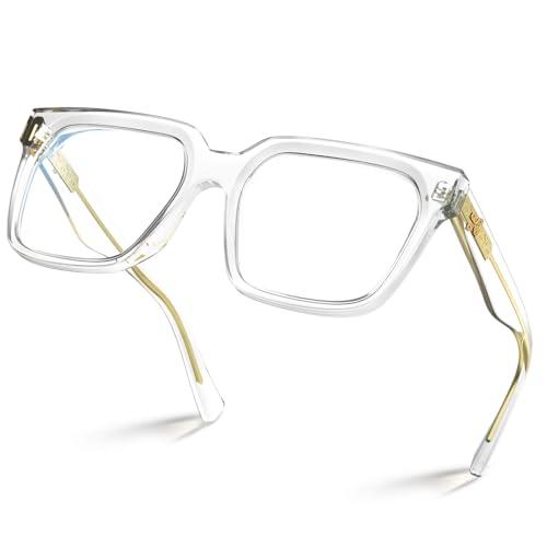VISOONE Rectangle TR90 Blue Light Blocking Glasses Computer Eyewear with Preppy Look for Women and Men Cougar