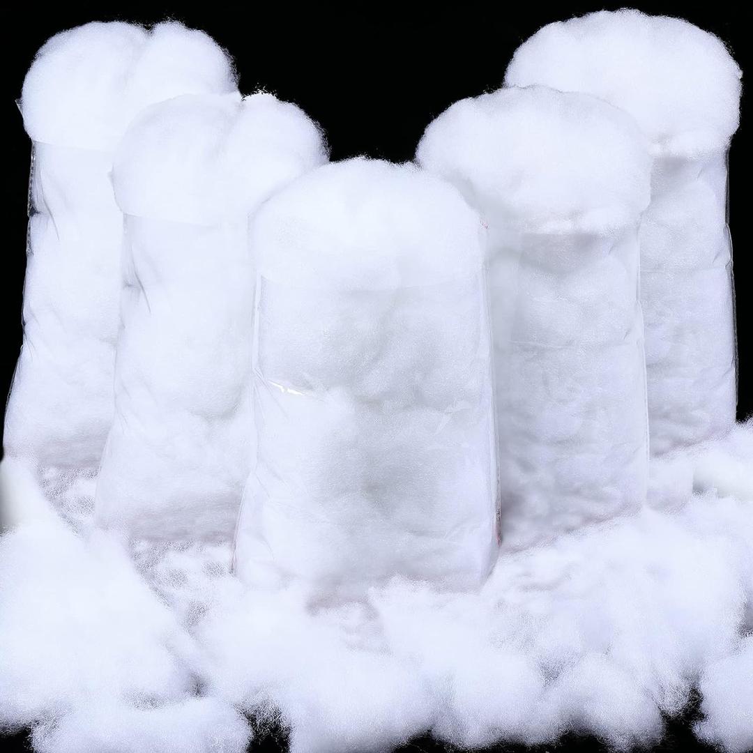 Shappy 17.64 Ounce/ 500 g Christmas Fake Clouds Snow Decoration Artificial White Cloud Fiber Faux Fluffy Snow Indoor Soft Artificial Fake White Cotton Winter Craft Decor Xmas Tree Village Displays