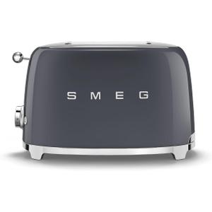 Smeg 50's Style Retro Aesthetic 2 Slice Toaster 6 Presets Extra Wide Slots Grey, TSF01GRUS