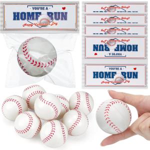 24 Pcs Valentines Day Mini Baseball Sports Stress Balls with Headers Self Sealing Bag Mini Stapler Staples Valentines Party Favor Toy Gifts for Kids Classroom Exchange Prizes Anxiety Relief