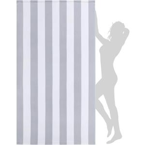 WILFA Extra Large Beach Towel - Oversized Mircofiber Beach Towel 40'' x 70'', XL Striped Lightweight Pool Towel, Big Cabana Swim Travel Towel for Adults Mens Women,Grey