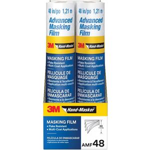 3M Hand Masker Advanced Masking Film, 8 Rolls, 48 in x 180 ft, Static Cling Keeps Film in Place, Prevents Liquids From Bleeding Through, Flake Resistant, For Indoors & Outdoors Use (AMF48-8C)