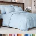 Duvet Cover Queen Size - Extra Soft Queen Size Duvet Cover - Lightweight & Breathable - Easy Care & Fade Free with Zipper Closures & Ties - 90" x 90" Inches - (Light Blue) Comforter Not Included