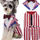 Kuoser Independence Day Dog Tuxedo Dog Suit and Bandana Set, 4Th of July Dog Costume American Flag Dog Outfit with Bow Tie for Large Medium Small Dogs Golden Retriever Samo Bulldogs, M