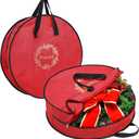 BALEINE 2 Pack Wreath Storage Container, Christmas Wreath Storage Bag with Reinforced Handle for Holiday Xmas (Red, 36"X8")