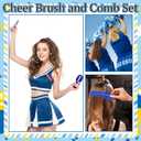SiliFine 24 Pcs Cheer Hair Brush Detangling Cheer Hair Comb Set Include 12 Mini Brush for Hair 12 Fine Wide Combs Wet Dry for Team Gift Sport Cheerleader Gifts for Women(Blue)
