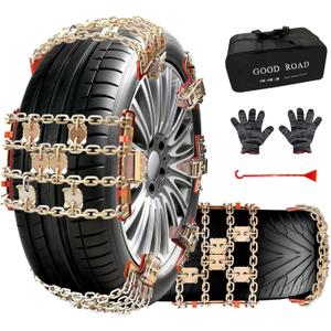 Tire Chains for Car SUV Pickup Trucks, Adjustable Portable Emergency Tire Chains, Snow Chains for Tire Width225-285mm), 6Pcs