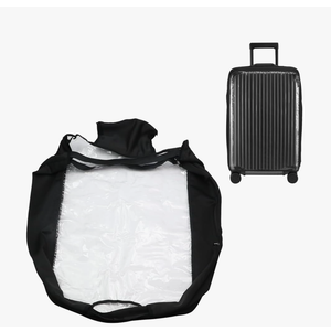 19" Luggage Cover with Easy Access Zipper, Stretch Protective Cover Transparent Waterproof And Damage Resistant,Black & Clear