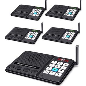 5 Pack Wireless Intercom System for Home Business - GLCONN Room to Room Communication System 10 Channel 3 Code Intercoms Wireless for Home House Hotel