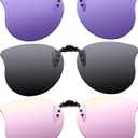 Frienda 3 Pairs Oversize Polarized Clip On Sunglasses Large Cat Eye Flip Lens Rimless Sunglasses for Women (Retro Colors)