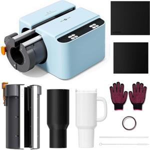 HTVRONT A200 Auto Tumbler Heat Press Pro Kit - 2 in 1 Tumbler Heat Press Machine for 15-30 OZ Skinny Tumblers & Glasses, with Heat Plate Attachment for 40 OZ Detachable Handle Tumblers, Blue