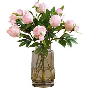IPOPU Pink Peonies Artificial Flowers 8PCS Fake Peonies Silk Flowers with Stems for Wedding Decoration Bride Bouquet Faux Flowers Pink Crafts Floral Arrangement