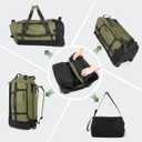 Vomgomfom 86L Collapsible Wheeled Luggage with Removable Backpack Straps,Waterproof Rolling Duffle Bag with Quilted Base,Army Green