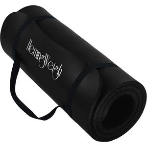 HemingWeigh 1 Inch Extra Thick Non Slip Yoga Mat - Exercise Mats for Home Workouts, Black (70"L x 23"W)