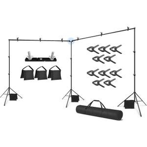 Julius Studio [Enhanced Heavy Duty] 20.1 x 8 ft. (W x H) Backdrop Stands, 300 Degree Crossbar Rotatable Angle Adjustable Double Dual Crossbar Extender Mount, Strong Background Support, JSAG794