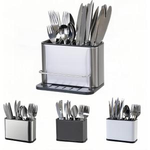 Utensil Holder,Stainless Steel Caddy Counter,Spoon holder,4 Compartments Silverware Caddy,Capacity Flatware Spoon Fork Tool Cutlery Holder (Expand silvery)