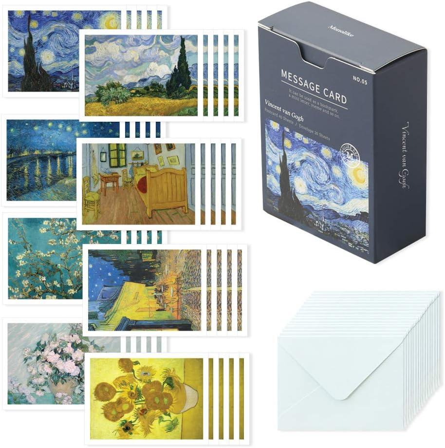 Monolike Message Gogh Card - Mix 40 Mini Single cards, 20 envelopes Package