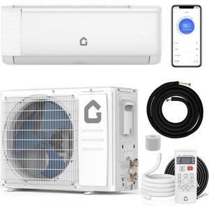 9000 BTU Mini Split AC w/Remote Control19 SEER2 Cools Up to 450 Sq. Ft,230 V Ductless Inverter Mini Split System w/0.75 Ton Heat Pump Pre-Charged & Installation Kit, Ultra-Quiet