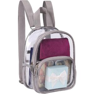USPECLARE Clear Mini Backpack Stadium Approved for Little Boys & Girls, Transparent Backpack for Concert, Festival, Sport Events (Grey)
