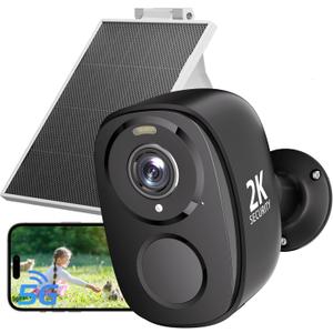 ELECCTV 2.4&5G Solar Security Cameras Wireless Outdoor,2K QHD Home Security System, Solar Cameras Kit with 130 Ultra-Wide View, 2-Way Talk, IP65, Color Night Vision, Spotlight & Siren (1, Black)