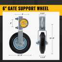 VIVIDA Gate Wheels for Metal Tube Gate, 6" Support Wheel with 1-5/8" Thru 2" Frames, Heavy Duty Farm Caster for Swing Chain Link Fence, 1 PCS