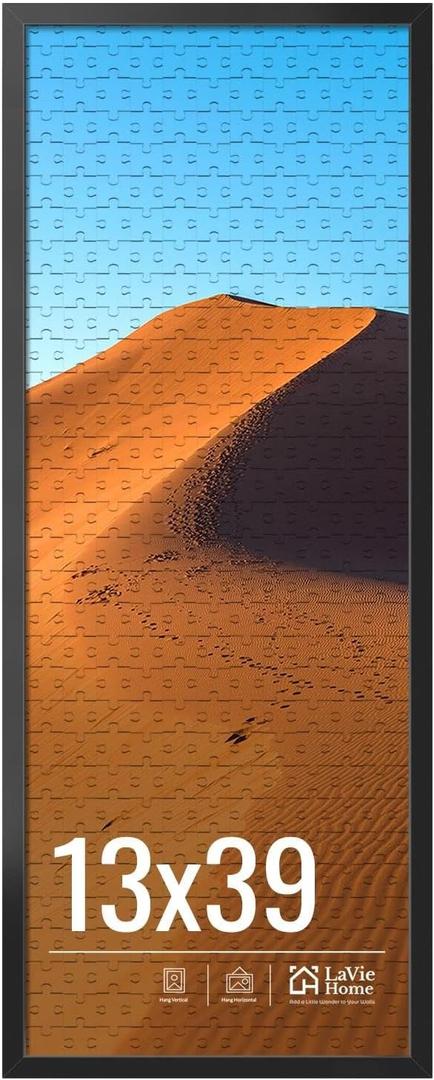 LaVie Home 13x39 Picture Frame for Wall Display, 13x39 Black Picture Frame with HD Plexiglas, 13 x 39 Frame 1 Pack, Display Frame for Vertical or Horizontal, Classic Collection