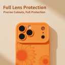 for iPhone 17 Pro Max Case Orange Flowers Floral Print | Shockproof Soft Silicone TPU Protective Cover for Girls Women, Fashion Design with Camera Protection, Wireless Charging