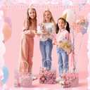 Tioncy 24 Pcs Cherry Blossom Clear PVC Gift Bags with Handle Transparent Sakura Goodie Treat Bags Cherry Blossom Party Favor Return Gift Wrap Tote for Snack Wedding Birthday Supplies, 8 x 8 x 3.15''