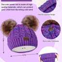 Senker Fashion Kids Winter Beanie Hat Scarf Gloves Set for Girls Boys Knit Warm Pompom Toddler Hats Mittens Neck Warmer (Purple)