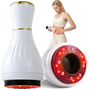 Electric Cupping Massager for Body with Suction, Microcurrent, Red Light & Heat, Lymphatic Drainage Massager, 12 Intensity Body Sculpting Machine, Cellulite Massage Tool for Arms Legs Waist Back-White