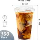 Dealusy 100 Pack - 20 oz Clear Plastic Cups with Lids, Sturdy & Food Safe Iced Coffee Cups with lids, Disposable Plastic Smoothie Cups for Cold Drinks, Sip Lids