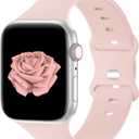 Bandiction Compatible with Apple Watch Series 3 38mm Series 5 40mm iWatch Bands 38mm 40mm 41mm, Soft Silicone Sport Replacement Strap Compatible for iWatch SE 3 Series 11 10 9 8 7 6 5 4 3 2 1 Ultra 3 (1 Sand Pink)