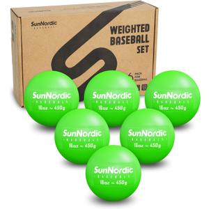 6 Pack Weighted Baseballs Set (16 oz) - Weighted Baseballs for Hitting Training & Improved Power - Pitching Training Baseball for All Skill Levels (Green)