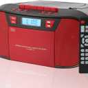 Boombox CD Player Portable, Cassette Player Combo with CD MP3 Bluetooth AUX TF USB FM Radio AC/DC Powered, Boom Box with Remote Control, Headphone Jack, Stereo Sound for Home,Kids,Gift