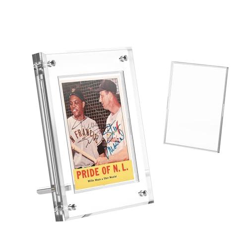 Acrylic Trading Card Display Frame Magnetic Card Holder Case with Stand & Inner Case 35PT，UV Protection Frame for Pokemon, Sports, Baseball, Football,Hockey TCG MTG Yugioh Comic Cards(Clear, 1-Slot)