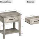 IDEALHOUSE Grey Nightstands Set of 2, End Table with Drawer, Side Table for Spaces, 2 Tiers Storage Shelves with Dresser, Bedside Table for Living Room, Bedroom, Dorm (2pcs-Grey)