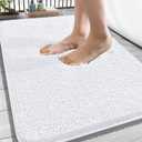 OLANLY Bathroom Rugs 34x21, Extra Soft Absorbent Chenille Bath Rugs, Rubber Backing Quick Dry, Machine Washable Bath Mats for Bathroom Floor, Tub and Shower, Home Decor Accessories, White