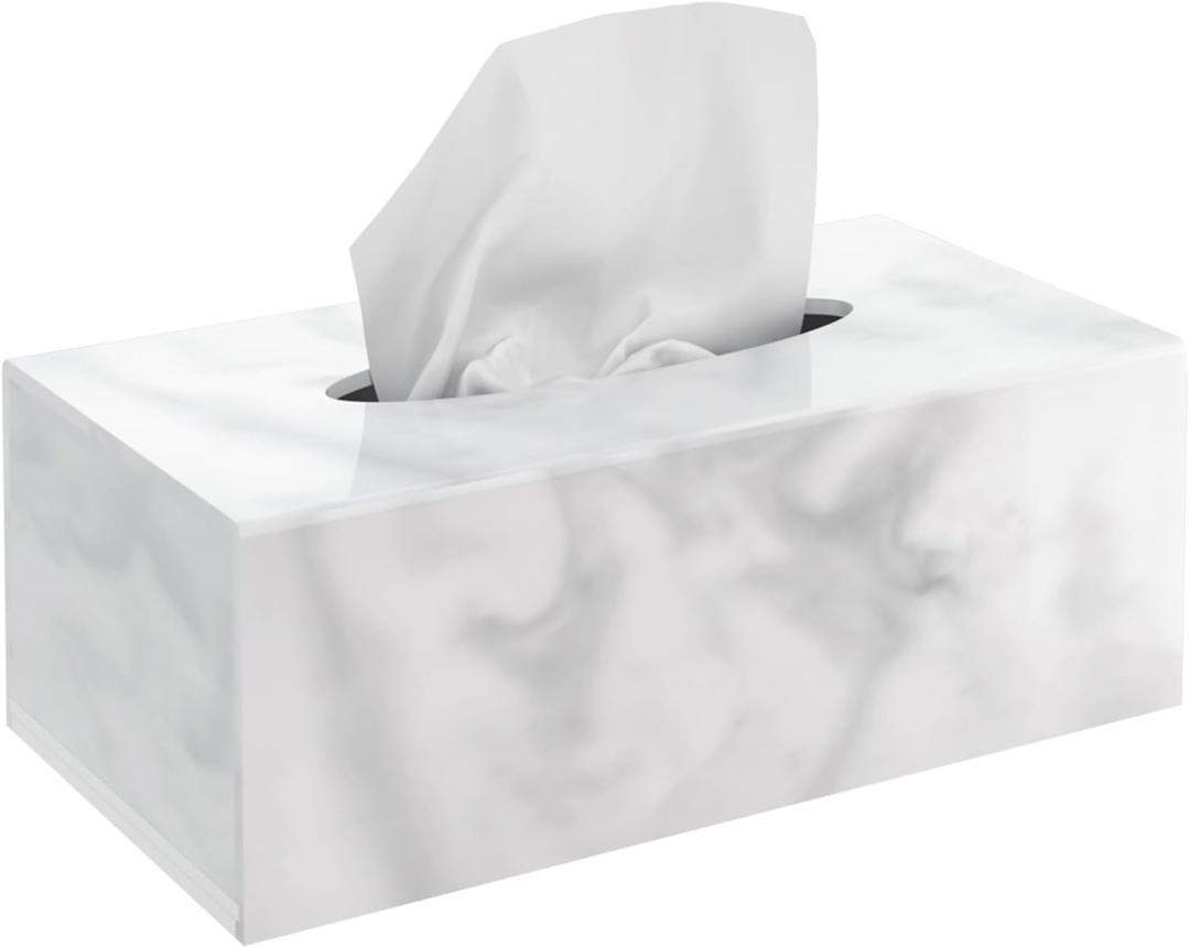 Tissue Box Cover, Marbled Acrylic Tissue Box Holder Rectangle Handmade Facial Tissue Holder Napkin Dispenser for Bathroom Kitchen Bedroom Home Office (Marbled, 9.85" L x 5.1" W x 4.5" H)