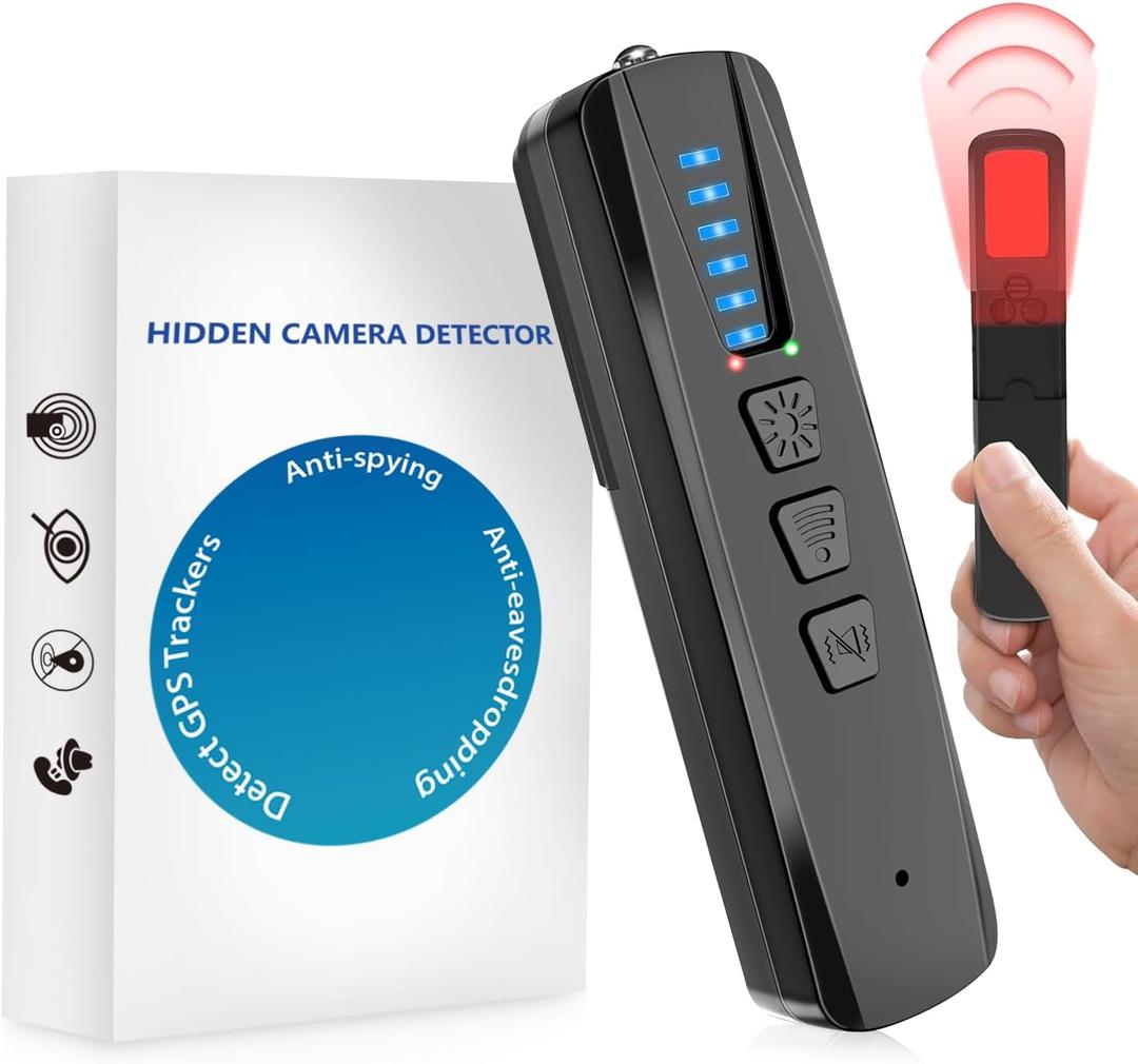 GPS-Detector Hidden-Camera Spy-Camera Detector - 2025 Upgrade Hidden Camera & Bug Detector, Anti-Surveillance Spy Camera & GPS Finder, Portable & Rechargeable for Home, Office, Hotel SecurityBlack